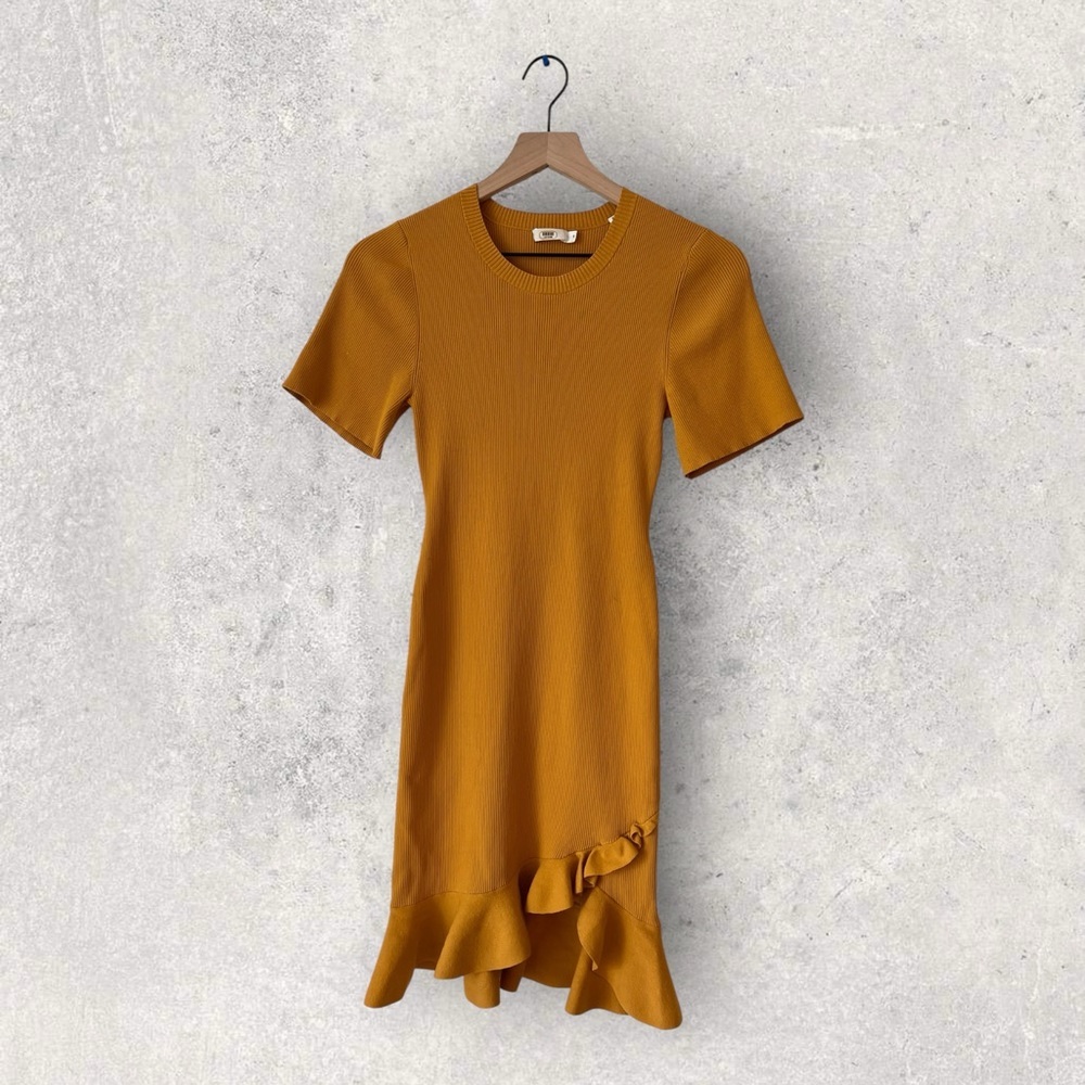 A.L.C. Yellow Tulum Mustard Yellow Ruffle Mini Dress Size S - Picture 3 of 14